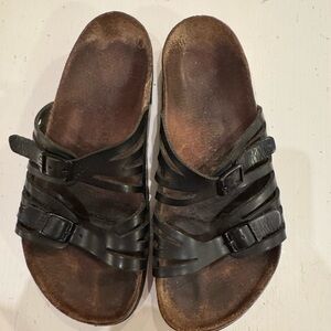 Birkenstock Sandals Granada - Black Leather Size 38 (7-7.5)